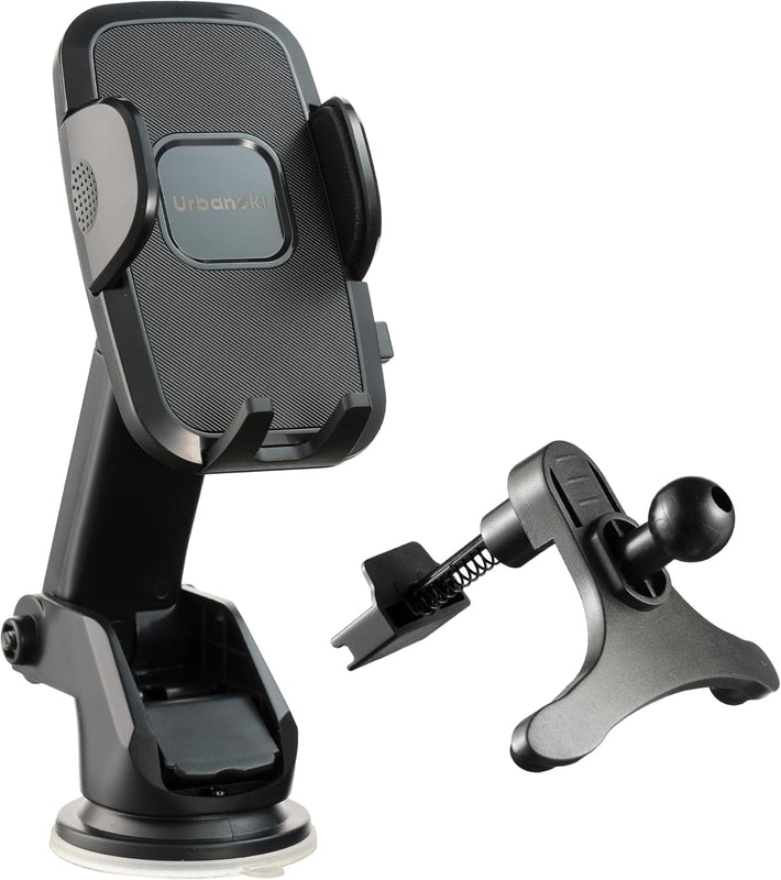 Urbanoki 4 in 1 Car Phone Holder Dashboard Windshield Vent Mount for All Phones - Black