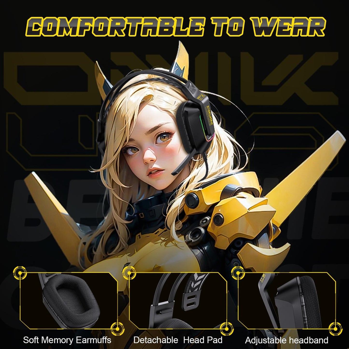 RGB Gaming Headset With Microphone 2.2M Length