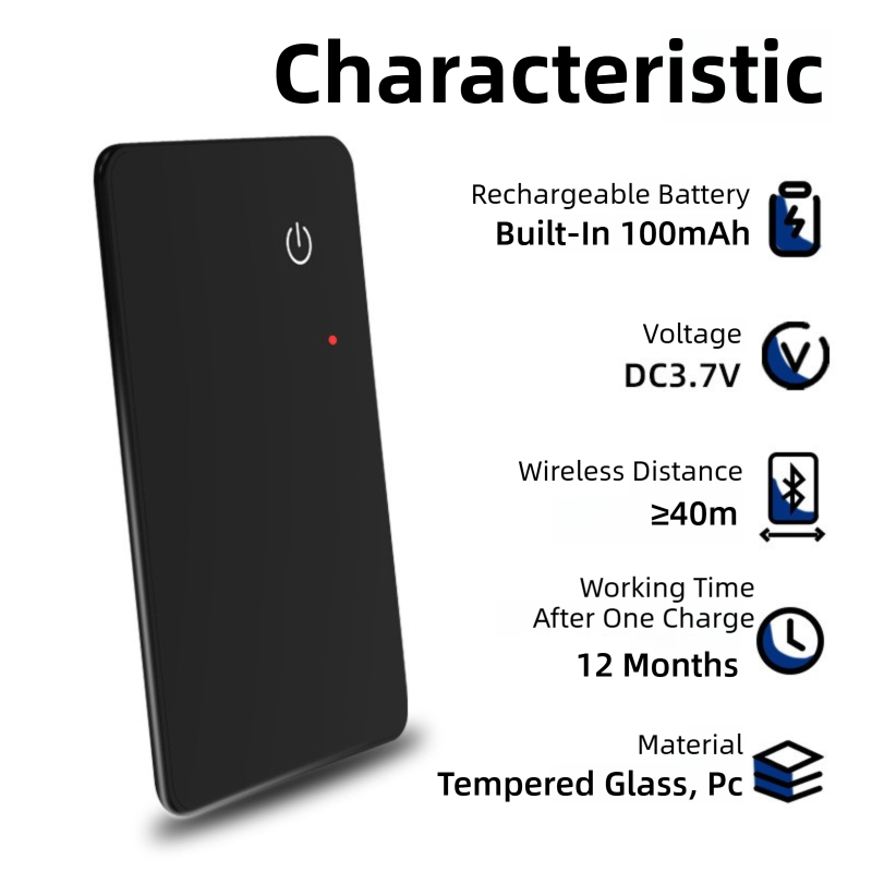 Ultra-Slim 2mm Glass Card Tracker for iOS - Global GPS Location Finding for Wallet, Keys, and Luggage