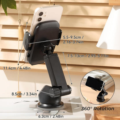 Urbanoki 4 in 1 Car Phone Holder Dashboard Windshield Vent Mount for All Phones - Black