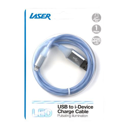 Laser 1m USB to i-Device LED Charge Cable (Blue)