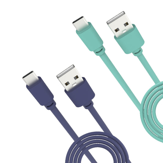 Laser Twin Pack 2m USB-C to USB-A Cables Blue Green