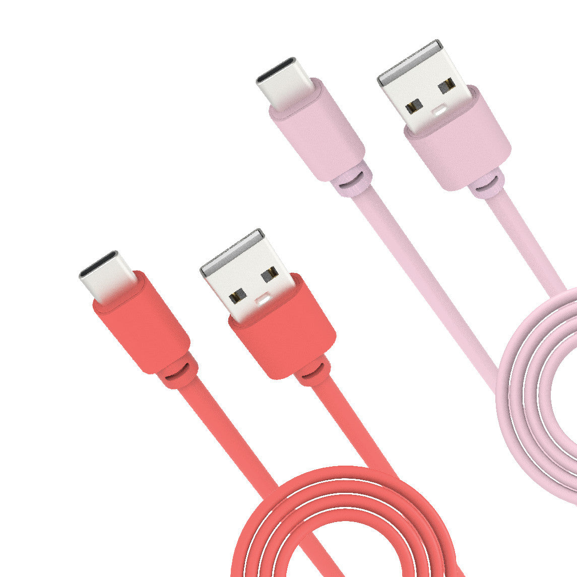 Laser Twin Pack 2 m USB-C to USB-A Cables Pink Red