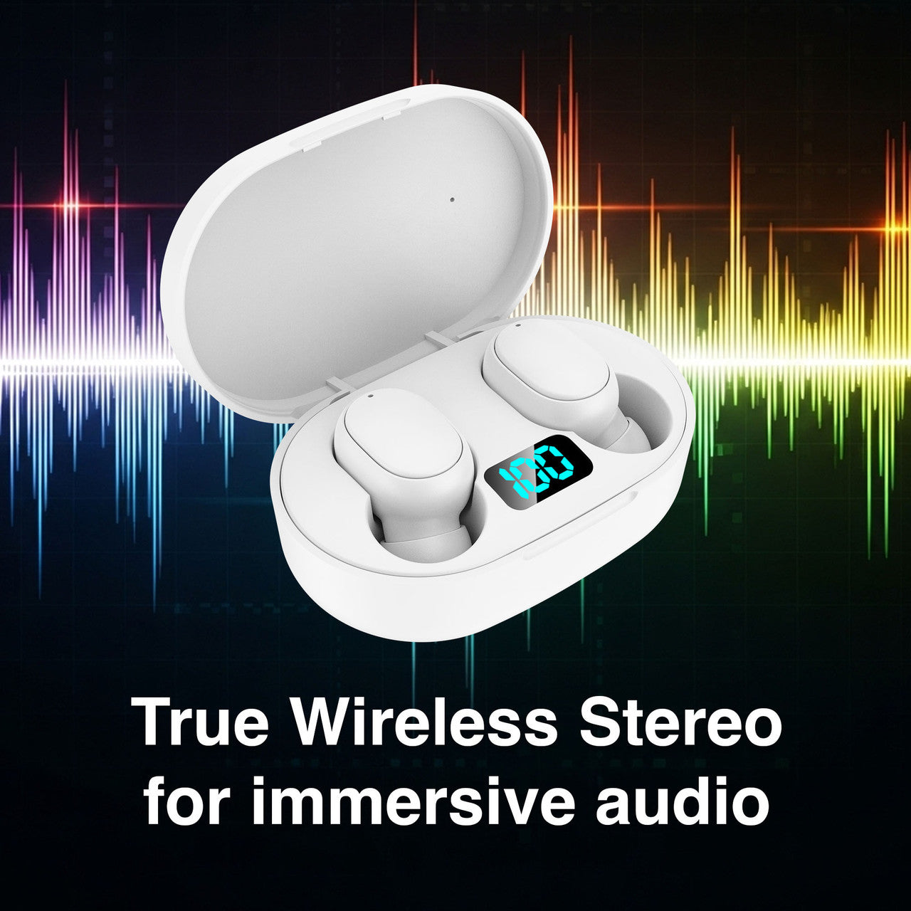 Laser True Wireless Earphones LED Display White