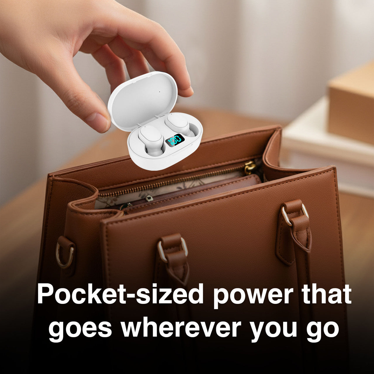 Laser True Wireless Earphones LED Display White