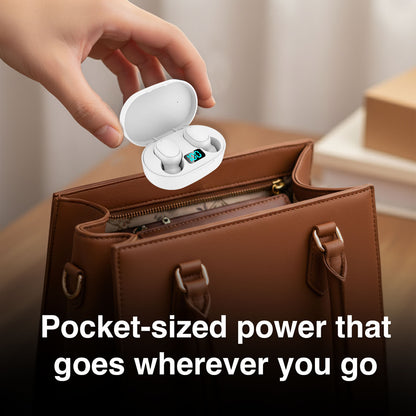 Laser True Wireless Earphones LED Display White