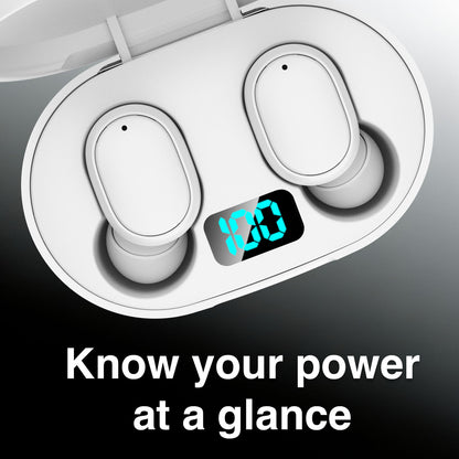 Laser True Wireless Earphones LED Display White