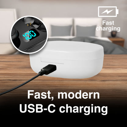 Laser True Wireless Earphones LED Display White