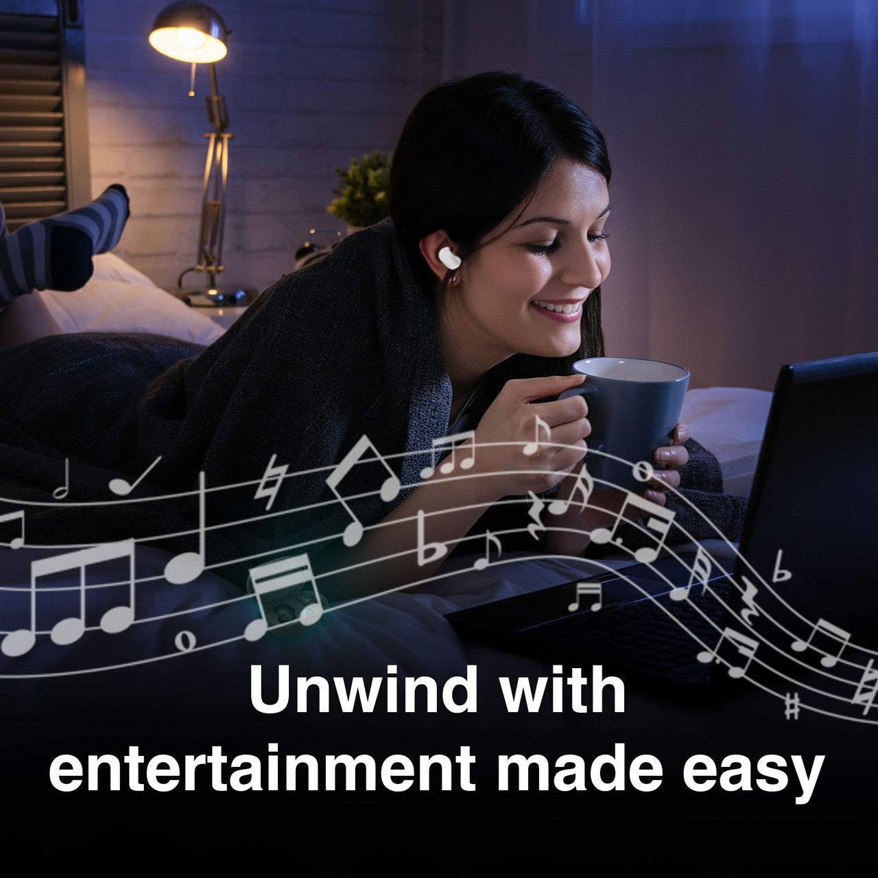 Laser True Wireless Earphones LED Display White