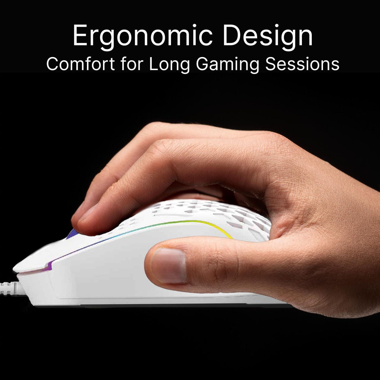 White RGB Gaming Mouse – Lightweight High DPI
