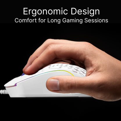White RGB Gaming Mouse – Lightweight High DPI