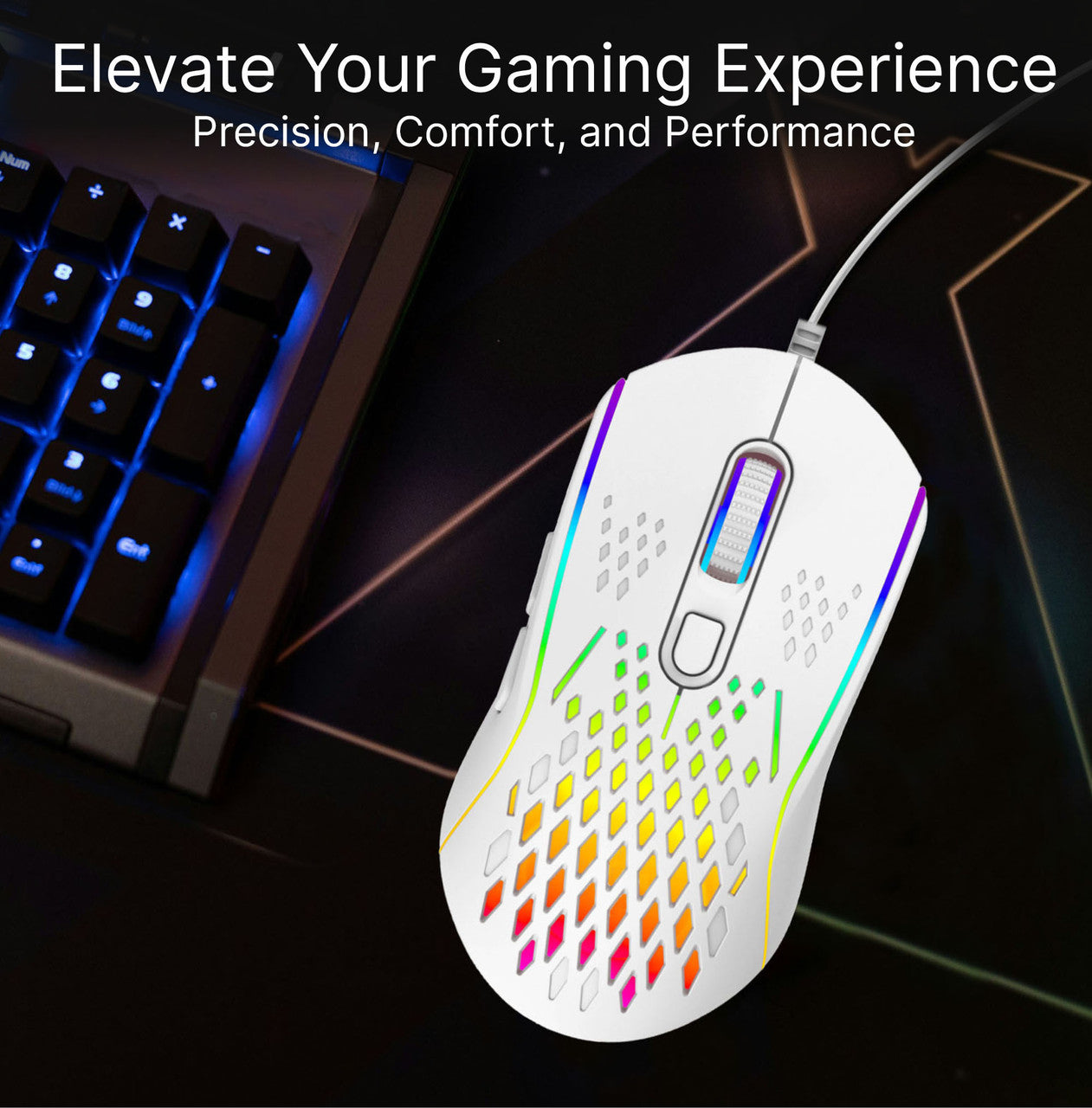 White RGB Gaming Mouse – Lightweight High DPI