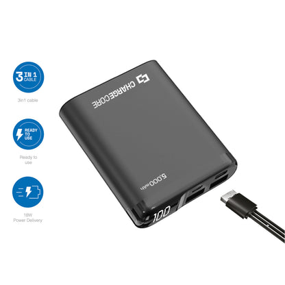 Laser Power Bank 5000mAh with LED Display Black