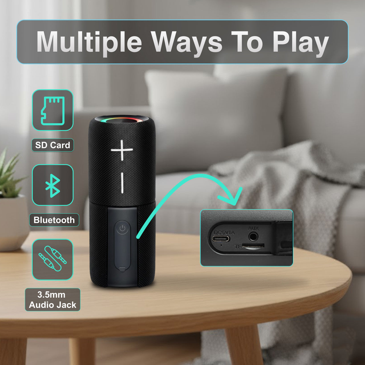 Laser Magnetic Bluetooth Pill Speaker 5W – Black