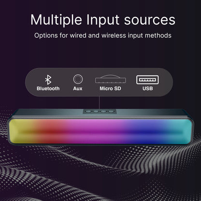 Laser RGB Bluetooth Gaming Soundbar Black