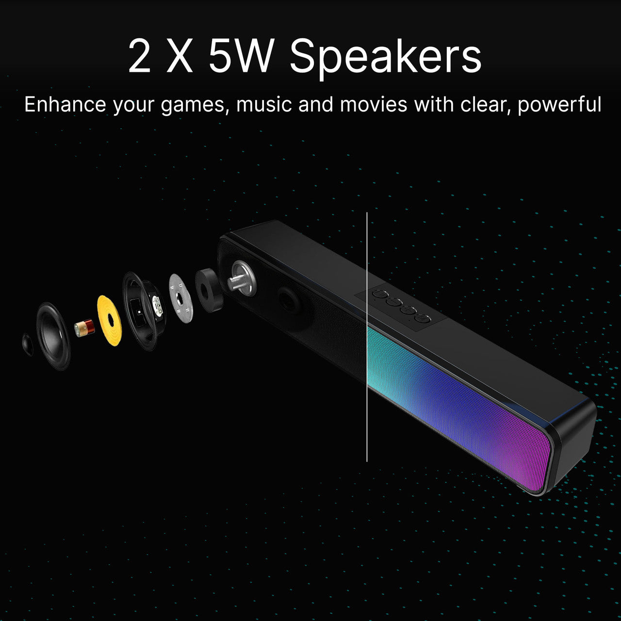 Laser RGB Bluetooth Gaming Soundbar Black