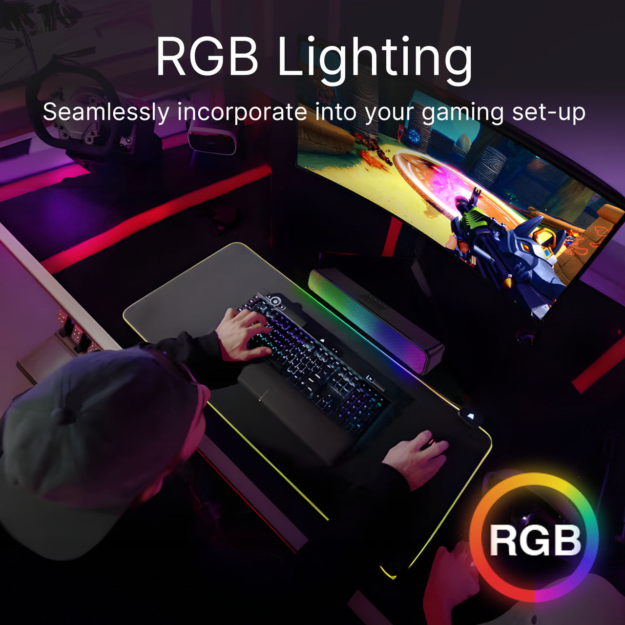 Laser RGB Bluetooth Gaming Soundbar Black