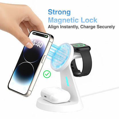 Laser 3 in 1 Wireless Charging Stand White