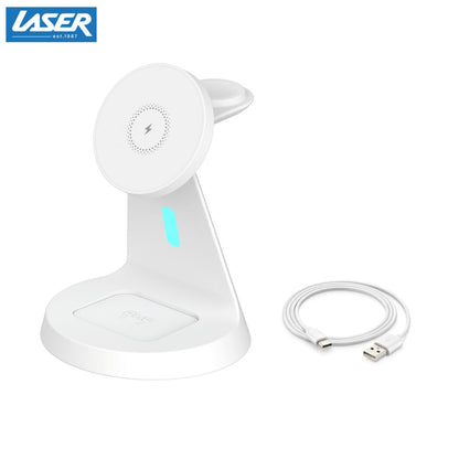 Laser 3 in 1 Wireless Charging Stand White