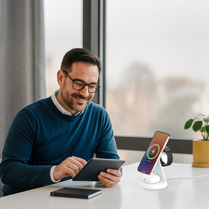 Laser 3 in 1 Wireless Charging Stand White