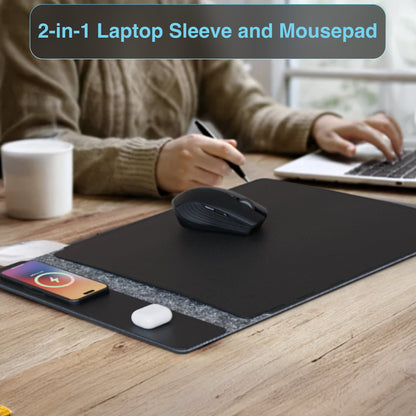 Laser Wireless Charging Laptop Sleeve Up to 16 Inch Black