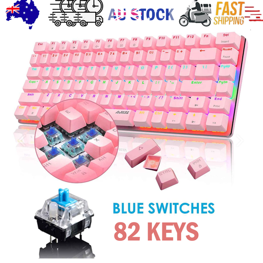 AK33 82 keys Compact Gaming Mechanical Keyboard with Anti-ghosting Keys for Game Pink