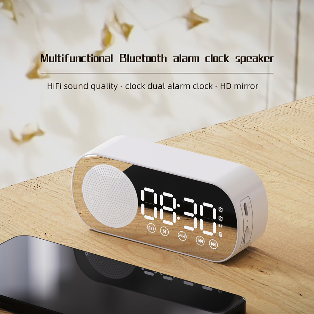 Wireless Bluetooth Speaker Alarm Clock Music Radio Player Timer Hands-Free Calling