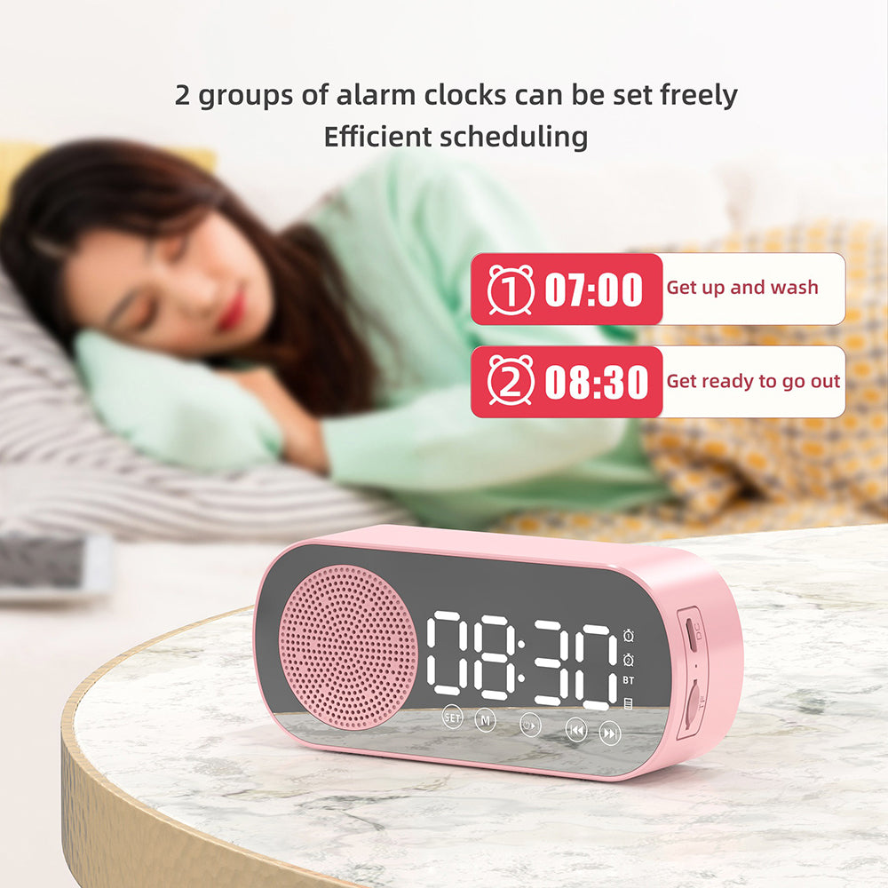 Wireless Bluetooth Speaker Alarm Clock Music Radio Player Timer Hands-Free Calling