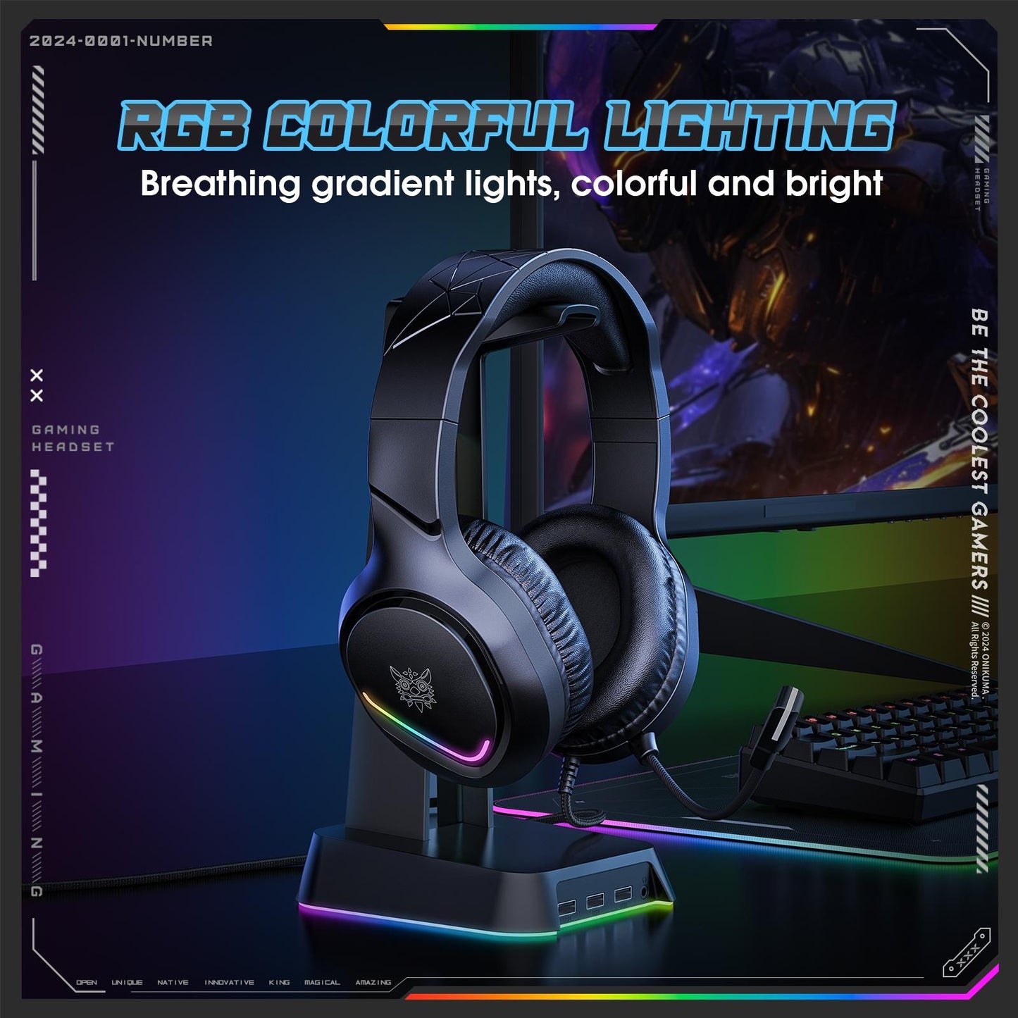 Rgb Gaming Headset With Mic 2.2M Cable Black
