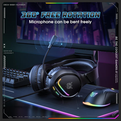 Rgb Gaming Headset With Mic 2.2M Cable Black