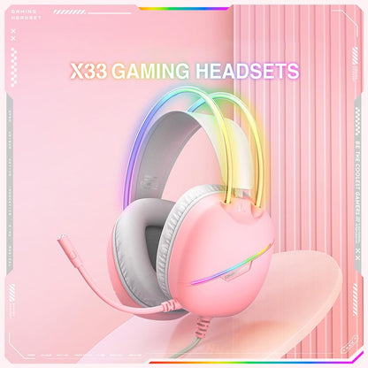 RGB Gaming Headset – 2M Cable, Black & Pink