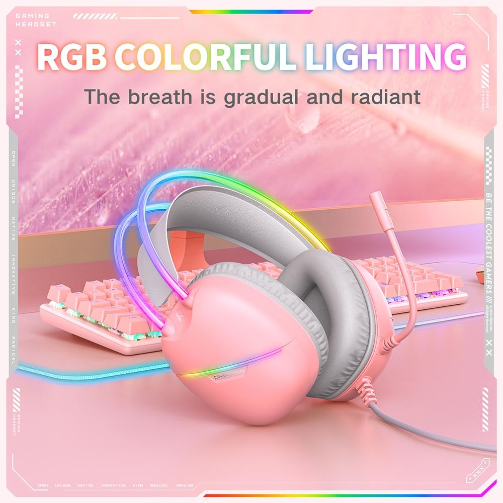 RGB Gaming Headset – 2M Cable, Black & Pink