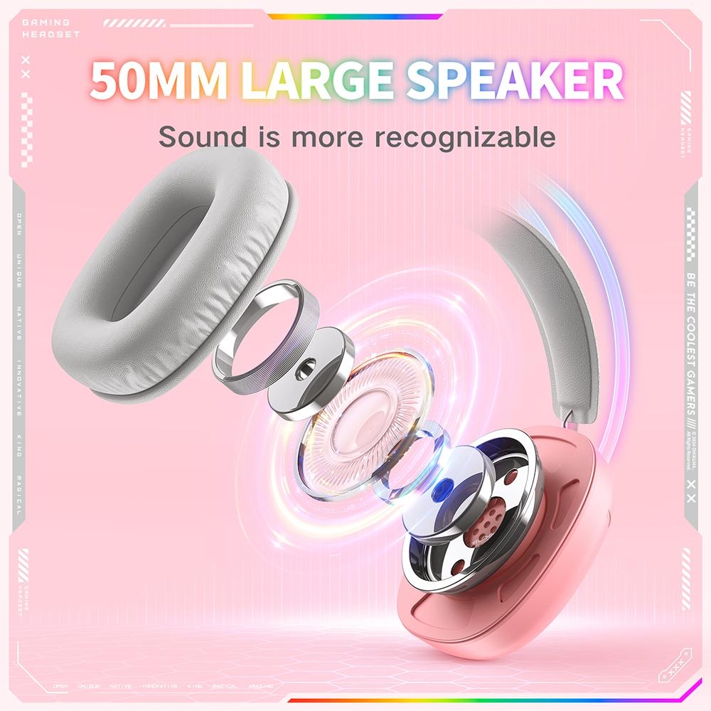 RGB Gaming Headset – 2M Cable, Black & Pink