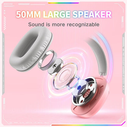 RGB Gaming Headset – 2M Cable, Black & Pink