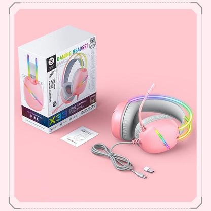RGB Gaming Headset – 2M Cable, Black & Pink