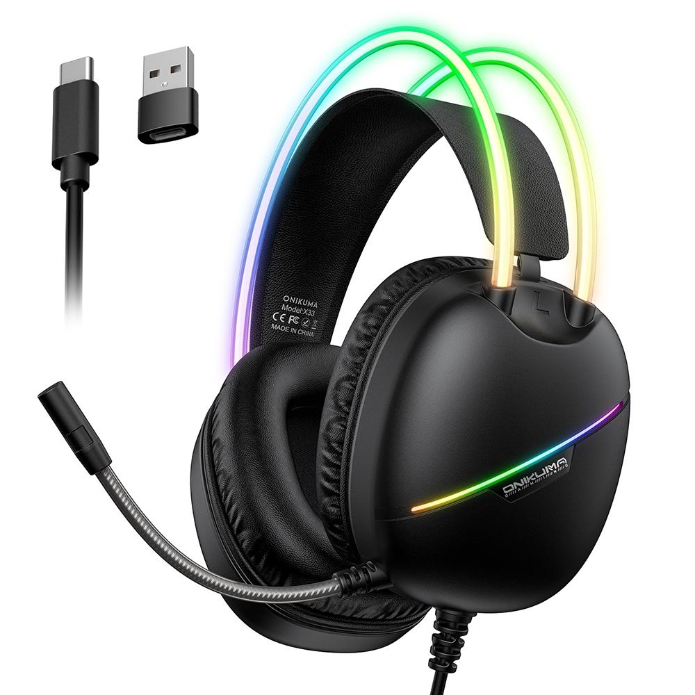 RGB Gaming Headset – 2M Cable, Black & Pink