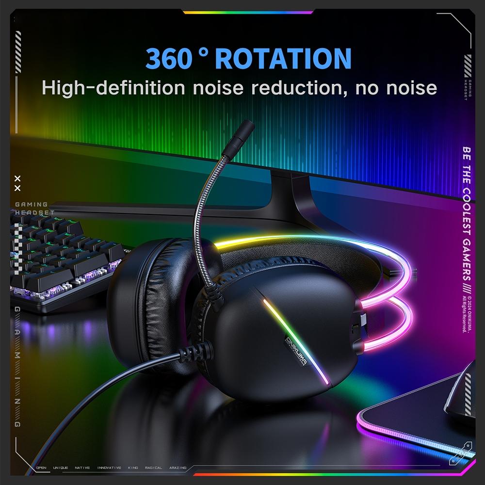 RGB Gaming Headset – 2M Cable, Black & Pink