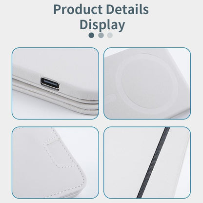 3 In 1 Magnetic Wireless Charger With Card Holder And Phone Bracket - Black