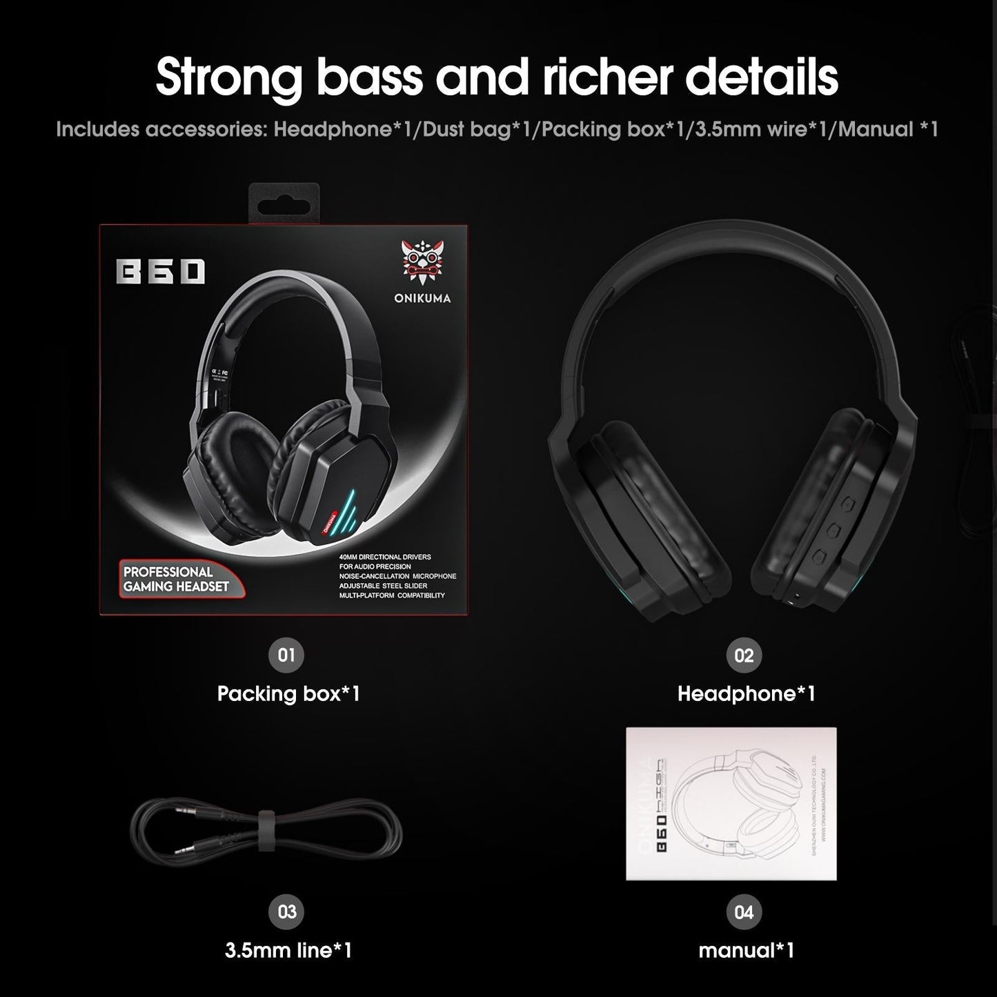 Adjustable Bass Gaming Bluetooth Headset With Mic