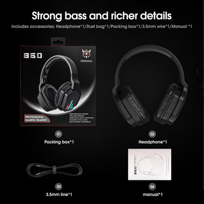 Adjustable Bass Gaming Bluetooth Headset With Mic