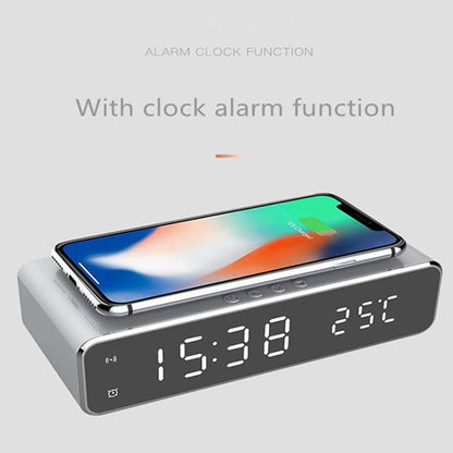 Wireless Charging Desktop Phone With Clock & Temperature Display - Silver
