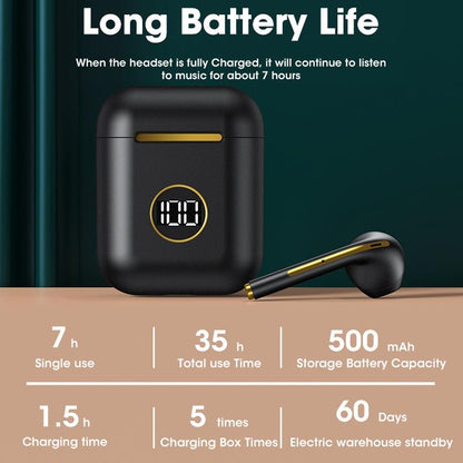 Wireless Sport Bluetooth Headphones with Led Display and Noise Reduction - White