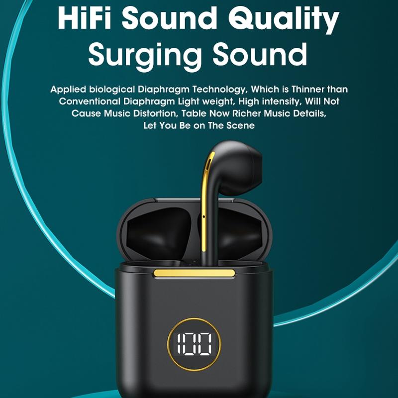 Wireless Sport Bluetooth Headphones with Led Display and Noise Reduction - White