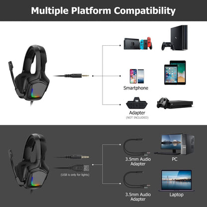 RGB Gaming Headset With Mic For Xbox / Laptop Black