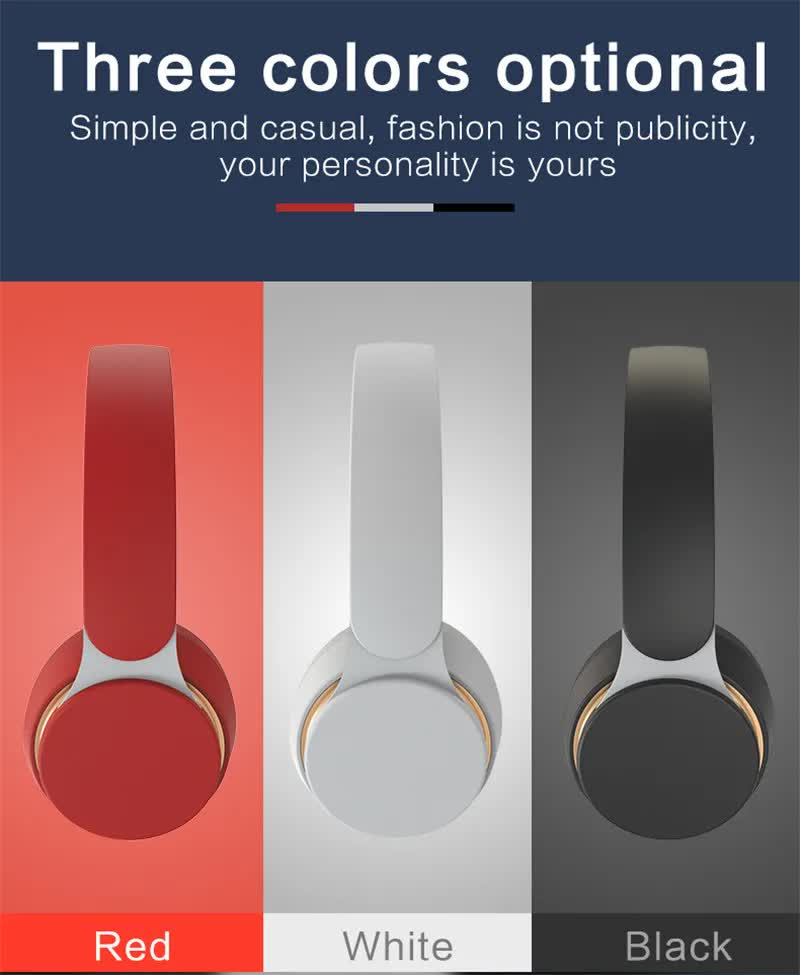 White Wireless Bluetooth Headphones with Noise Reduction - Heavy Bass, Long Battery Life, TF Card Support