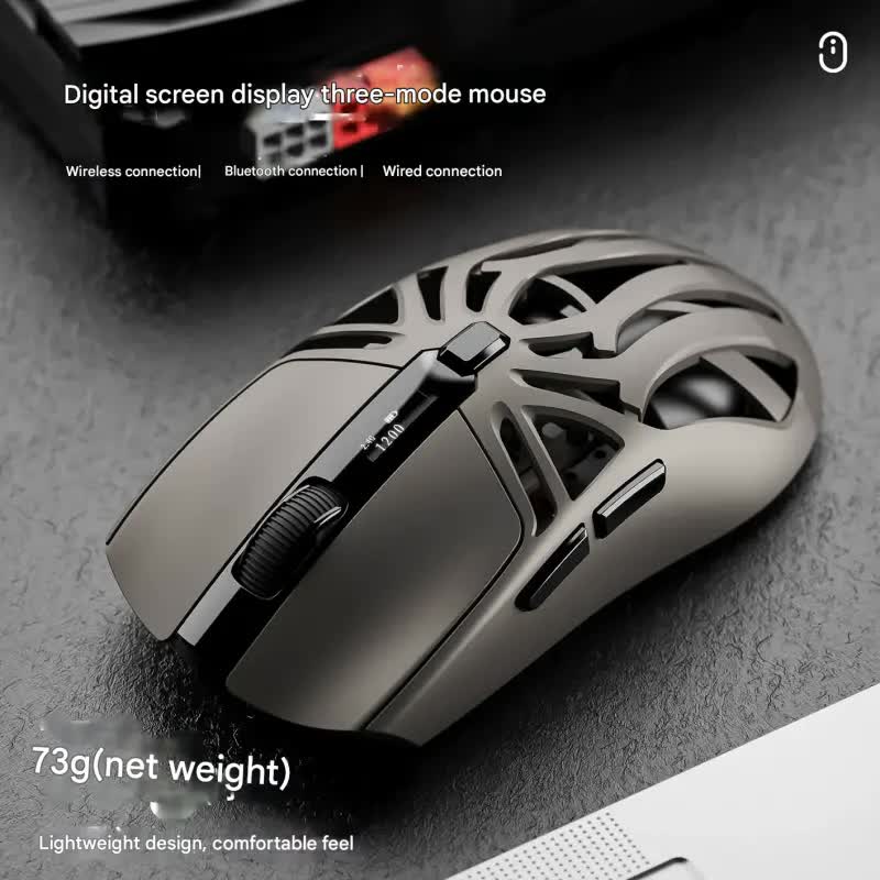 Tri-Mode Wireless Gaming Mouse – 10,000 DPI, 73 g Grey & White