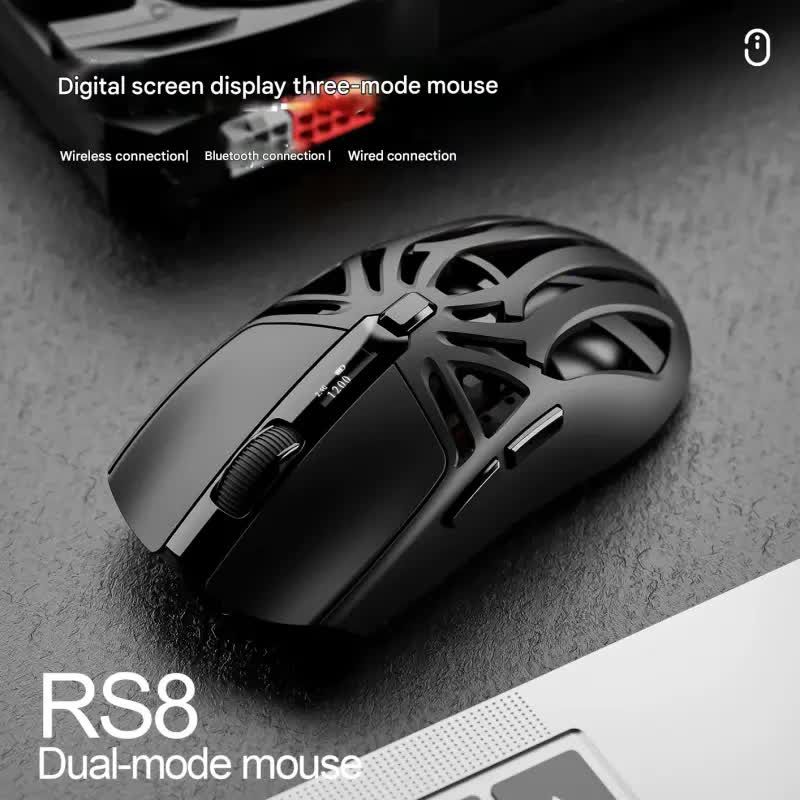 Tri-Mode Wireless Gaming Mouse – 10,000 DPI, 73 g Grey & White