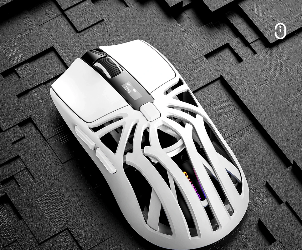 Tri-Mode Wireless Gaming Mouse – 10,000 DPI, 73 g Grey & White