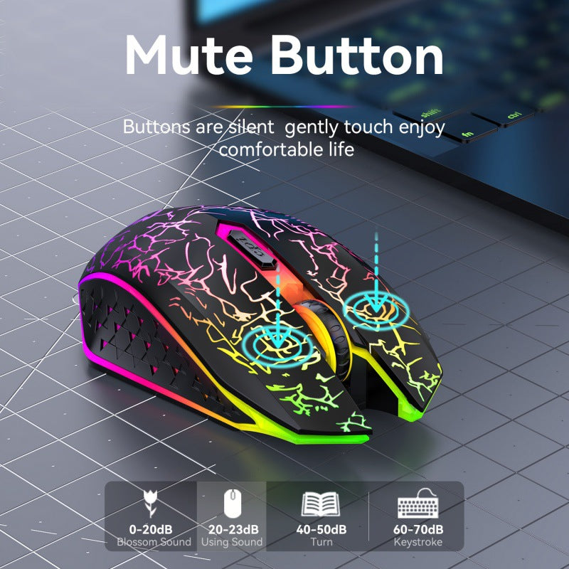 Ergonomic Dual-Mode Wireless Gaming Mouse - Mute Buttons, Adjustable DPI, Rechargeable, Multi-Assist Keys