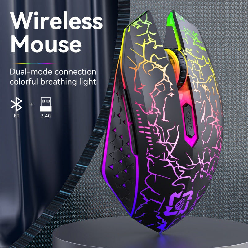 Ergonomic Dual-Mode Wireless Gaming Mouse - Mute Buttons, Adjustable DPI, Rechargeable, Multi-Assist Keys